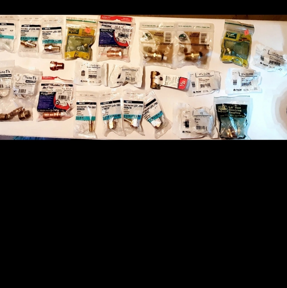 Plumbers H-Vac Hardware Lot Copper Fittings Couplers Bails Valves Adapters